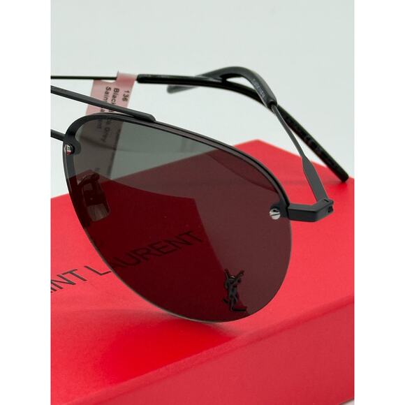 RETAIL $475 Saint Laurent Black Aviator Sunglasses*FULL INCLUSION*NWTS - Picture 5 of 13